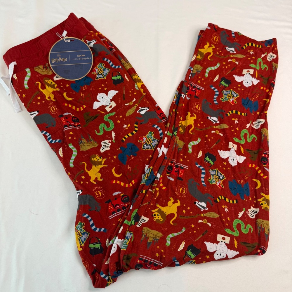 Little Sleepies Harry Potter Bamboo Pajama Pants Mens Medium Red Lunaluxe NWT